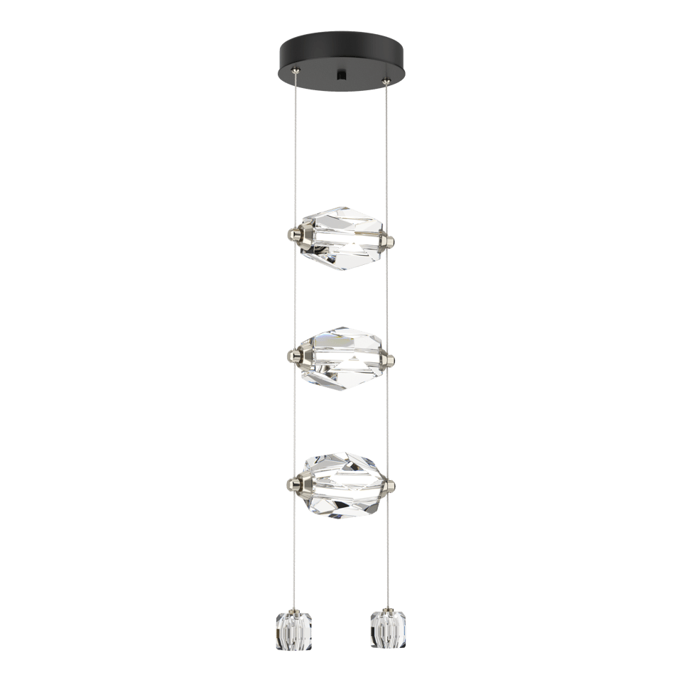 Hubbardton Forge Gatsby 3-Light LED Pendant with Crystal Shade, Dimmable, 3000K Warm Glow, Adjustable Height