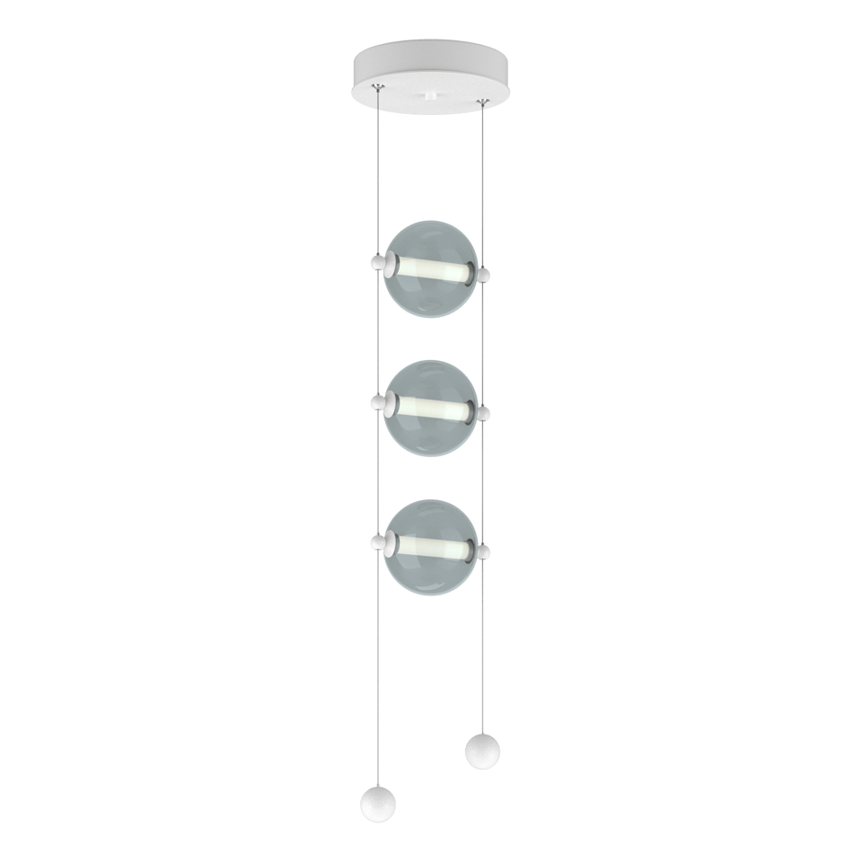 Abacus 3-Light LED Pendant by Hubbardton Forge with Customizable Glass Globes and Dimmable Function