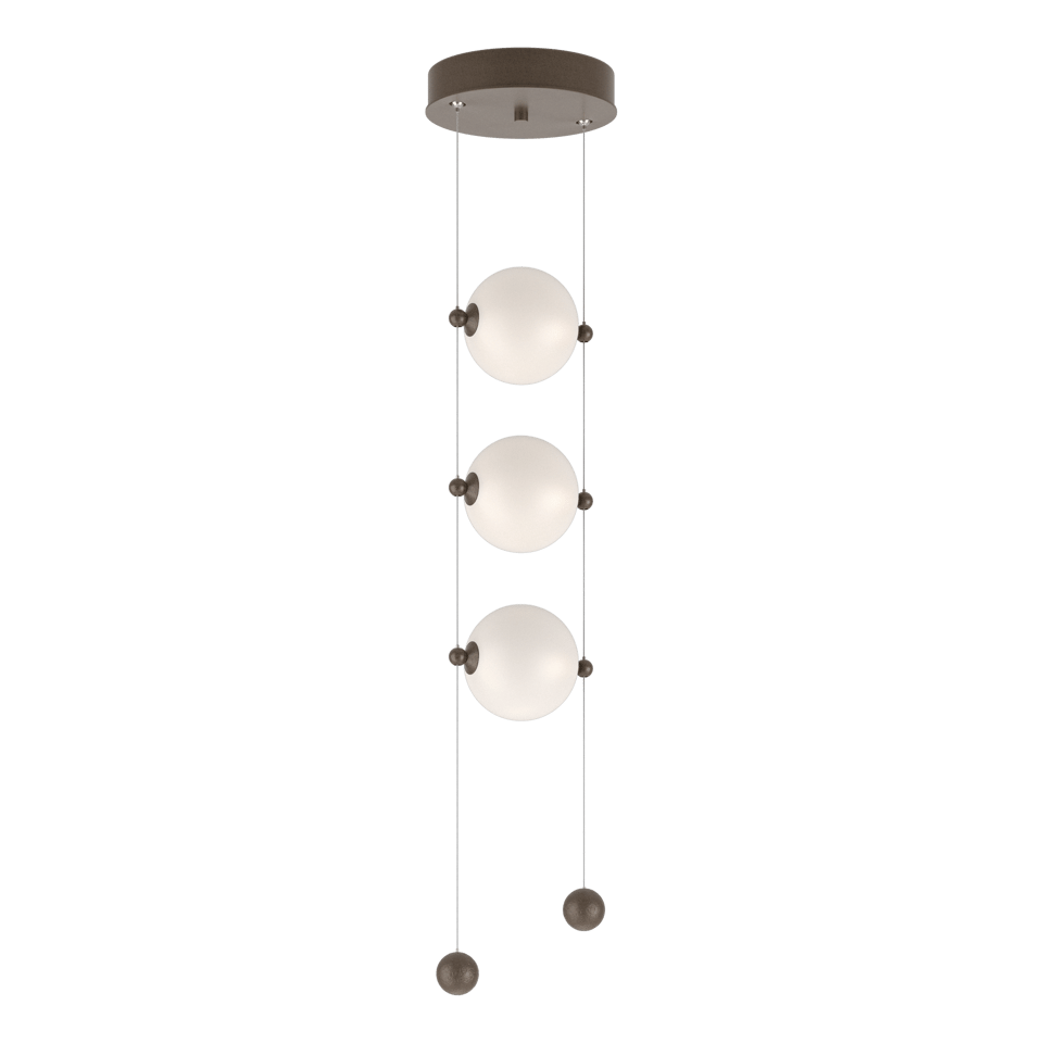 Abacus 3-Light LED Pendant by Hubbardton Forge with Customizable Glass Globes and Dimmable Function