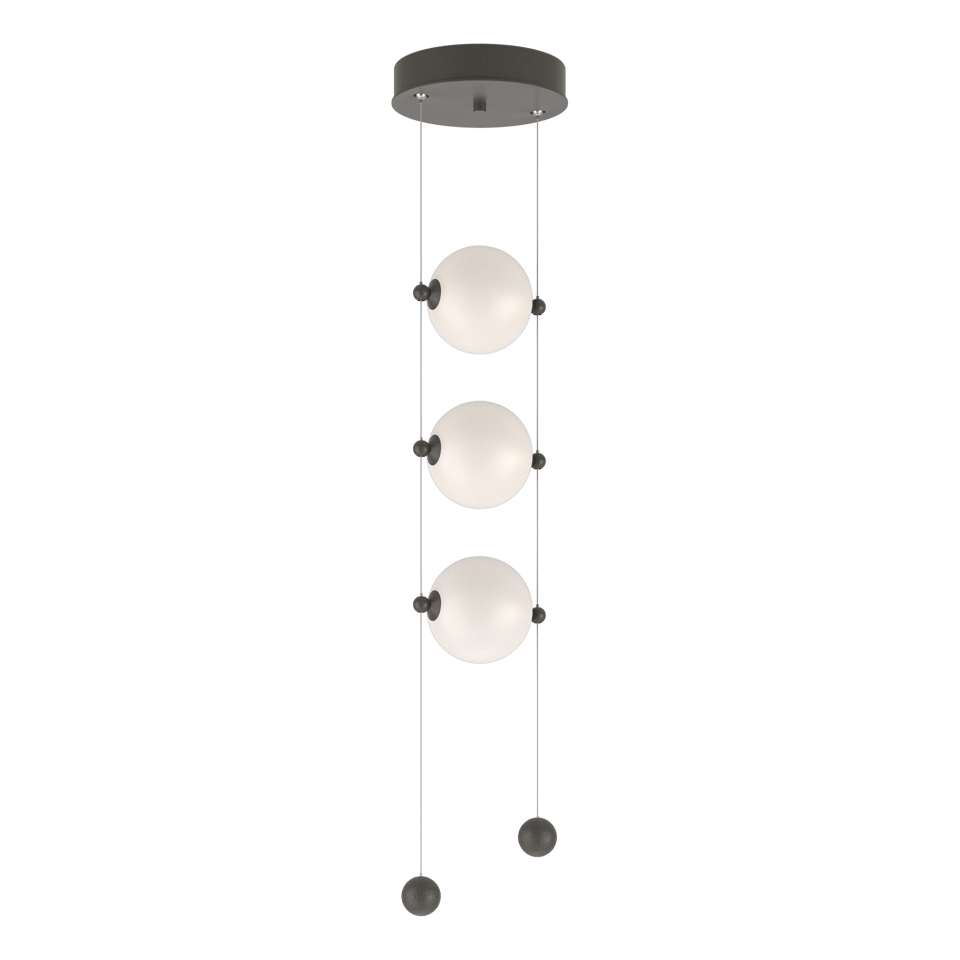 Abacus 3-Light LED Pendant by Hubbardton Forge with Customizable Glass Globes and Dimmable Function