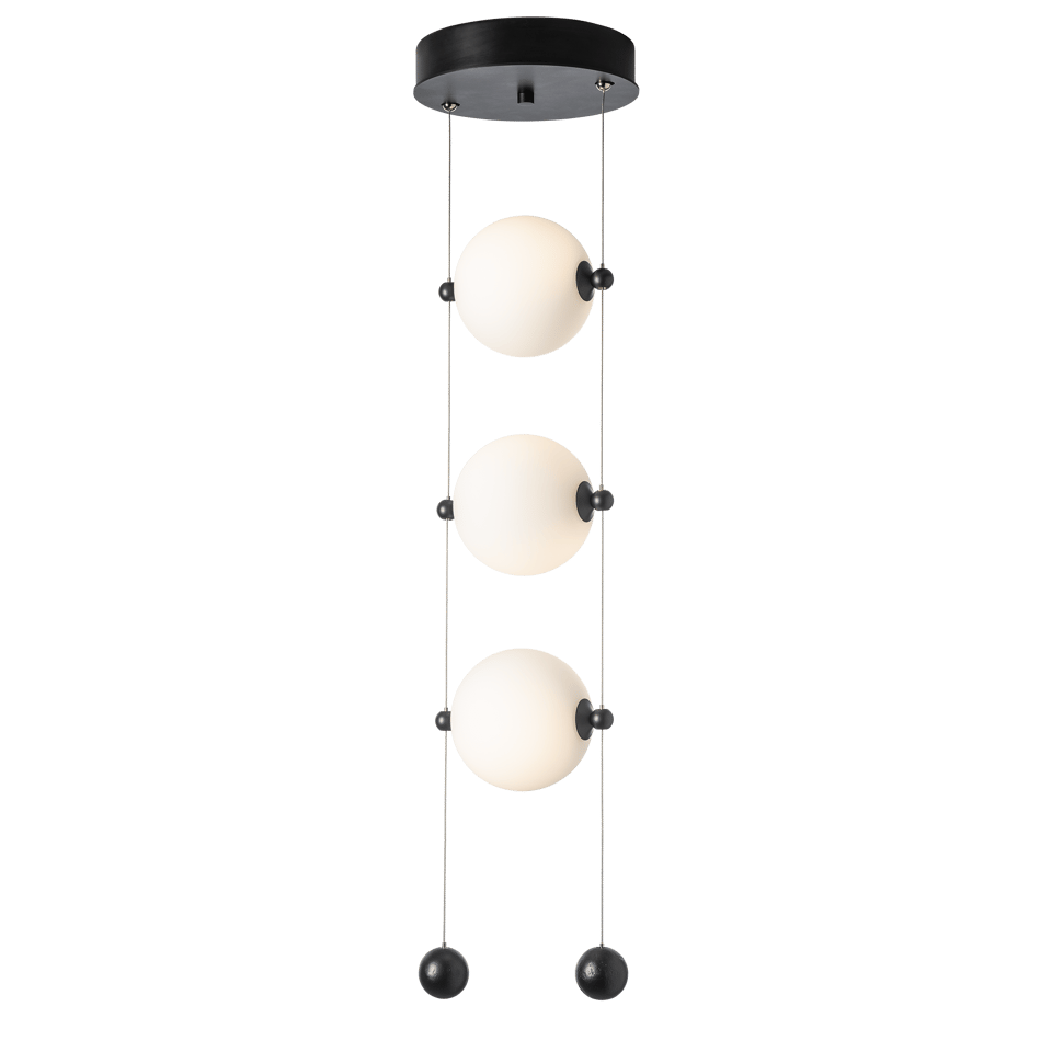 Abacus 3-Light LED Pendant by Hubbardton Forge with Customizable Glass Globes and Dimmable Function