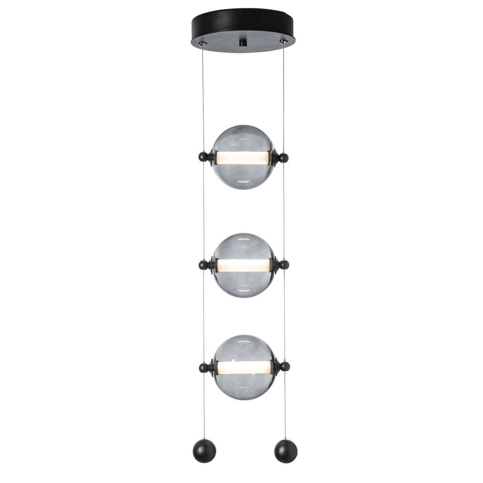 Abacus 3-Light LED Pendant by Hubbardton Forge with Customizable Glass Globes and Dimmable Function