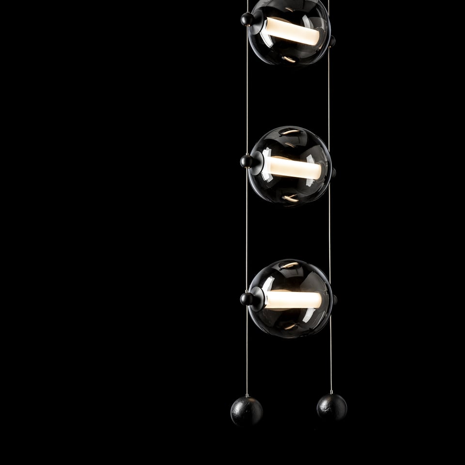 Abacus 3-Light LED Pendant by Hubbardton Forge with Customizable Glass Globes and Dimmable Function