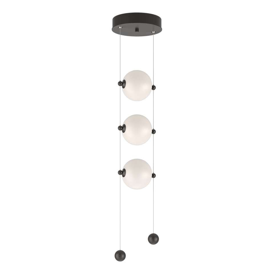 Abacus 3-Light LED Pendant by Hubbardton Forge with Customizable Glass Globes and Dimmable Function