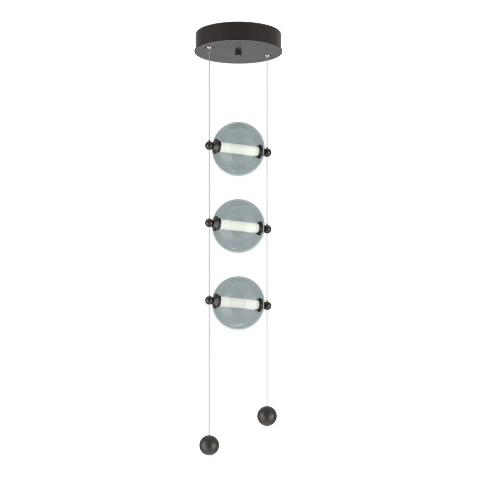 Abacus 3-Light LED Pendant by Hubbardton Forge with Customizable Glass Globes and Dimmable Function