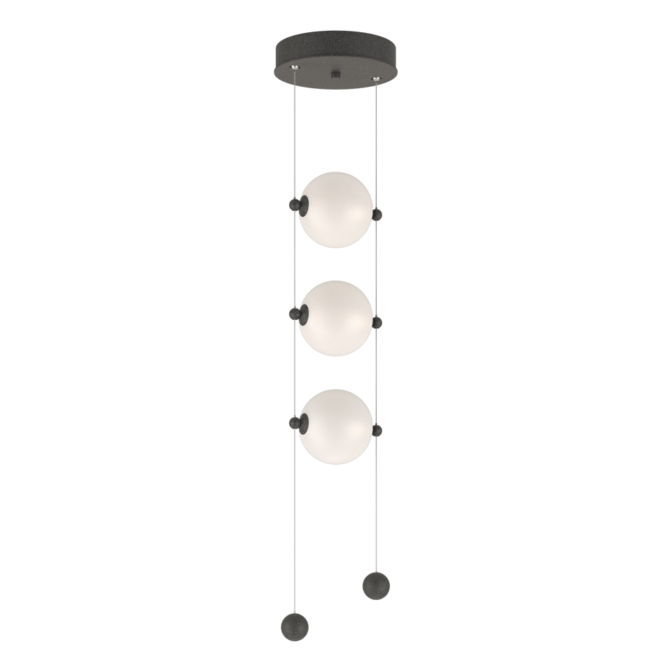 Abacus 3-Light LED Pendant by Hubbardton Forge with Customizable Glass Globes and Dimmable Function