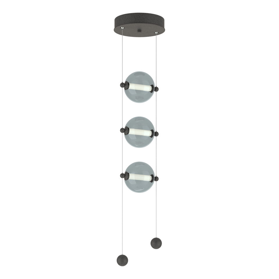 Abacus 3-Light LED Pendant by Hubbardton Forge with Customizable Glass Globes and Dimmable Function