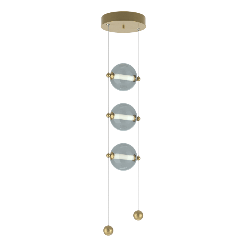 Abacus 3-Light LED Pendant by Hubbardton Forge with Customizable Glass Globes and Dimmable Function