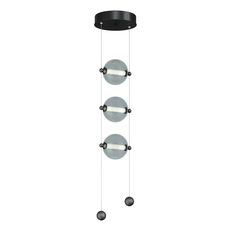 Abacus 3-Light LED Pendant by Hubbardton Forge with Customizable Glass Globes and Dimmable Function