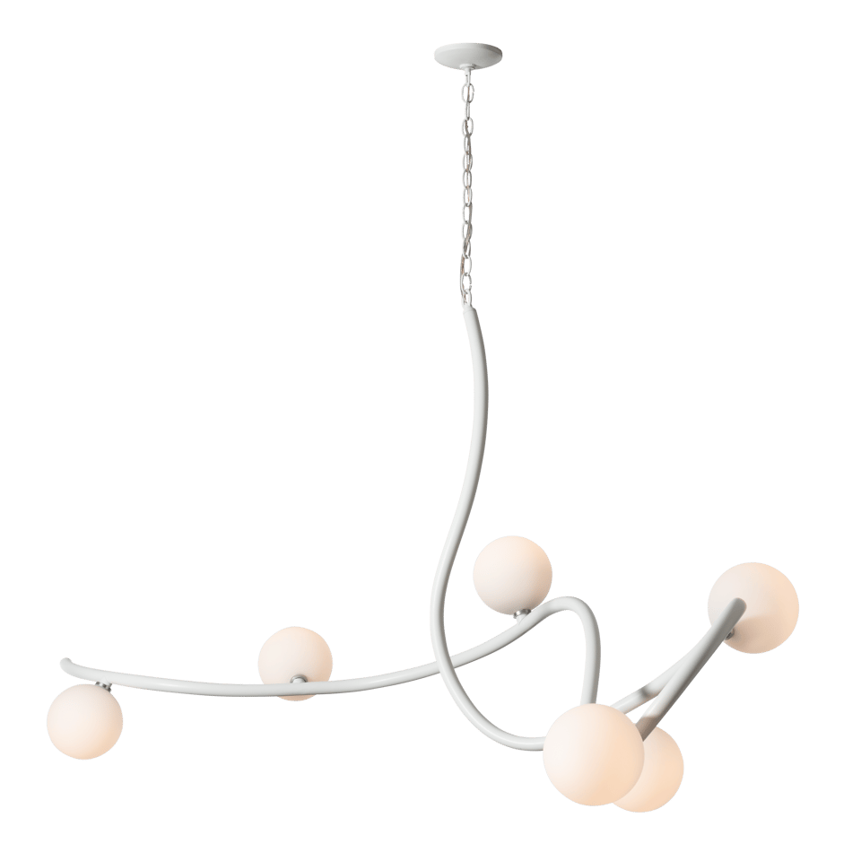 Slide XL 6-Light Pendant by Hubbardton Forge - Dimmable, Opal Glass Shade, Multiple Finishes, 69.2” Wide