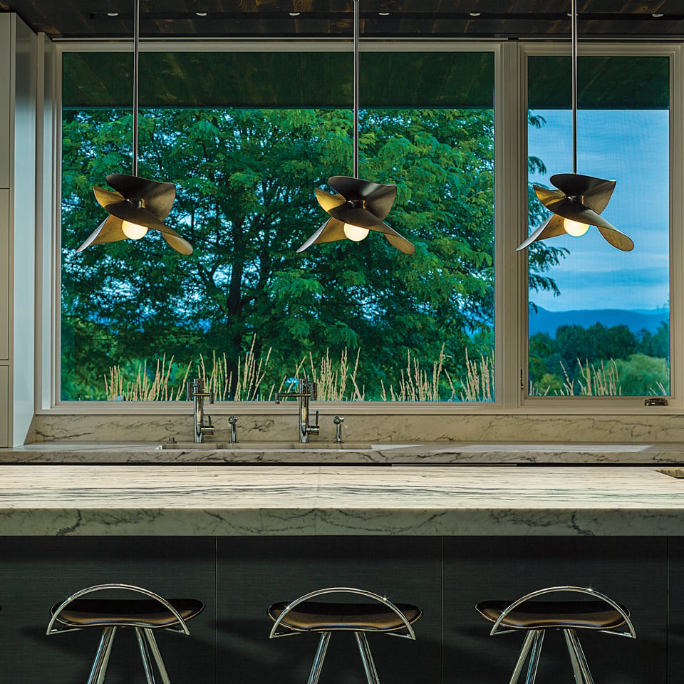 Hibiscus 15" Handcrafted Pendant by Hubbardton Forge - Unique Floral Design, Dimmable Lighting Options