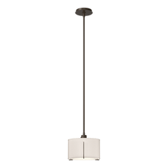 Hubbardton Forge Exos Small Single Shade Pendant Light, Dimmable Linen Shade, Multiple Finishes