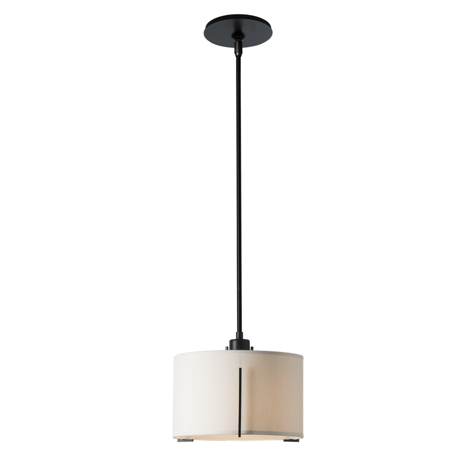 Hubbardton Forge Exos Small Single Shade Pendant Light, Dimmable Linen Shade, Multiple Finishes