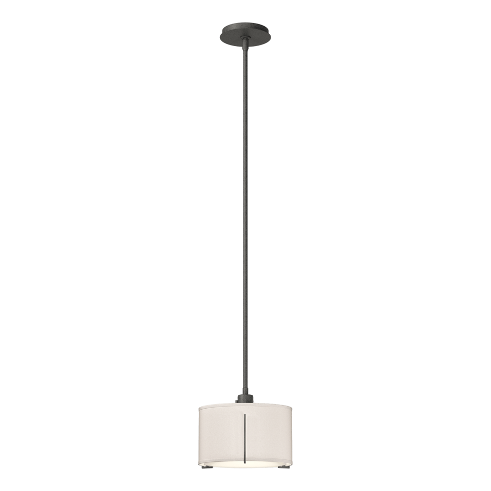 Hubbardton Forge Exos Small Single Shade Pendant Light, Dimmable Linen Shade, Multiple Finishes