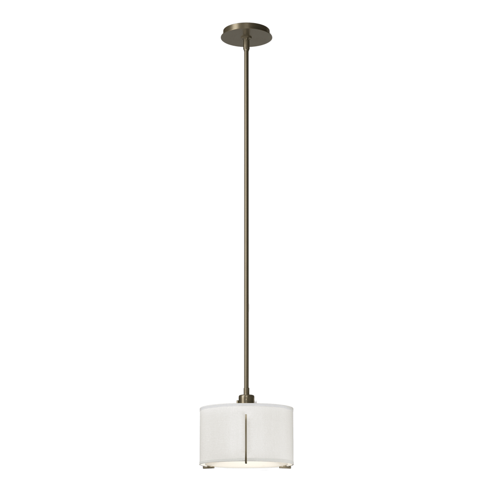 Hubbardton Forge Exos Small Single Shade Pendant Light, Dimmable Linen Shade, Multiple Finishes