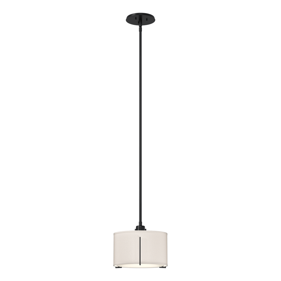 Hubbardton Forge Exos Small Single Shade Pendant Light, Dimmable Linen Shade, Multiple Finishes