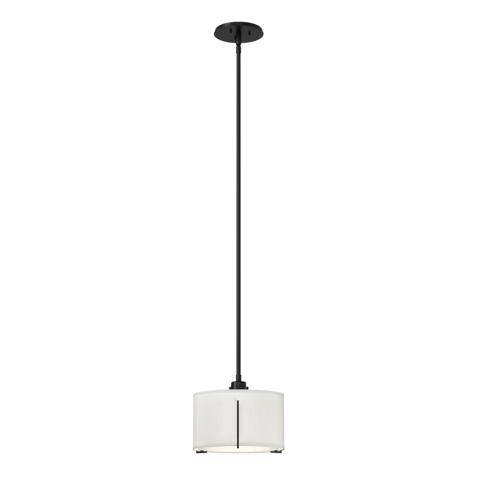 Hubbardton Forge Exos Small Single Shade Pendant Light, Dimmable Linen Shade, Multiple Finishes