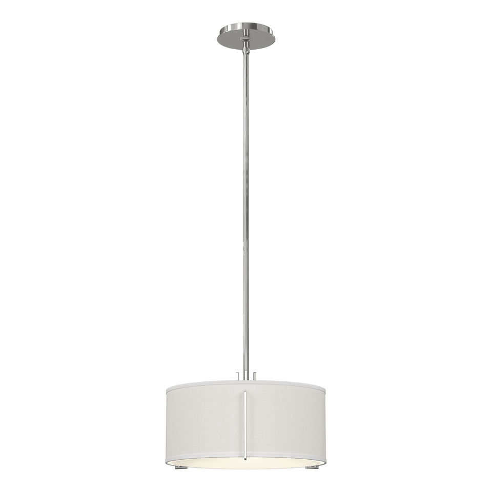 Hubbardton Forge Exos 1-Light Pendant, Hand-Forged Steel, Dimmable, Drum Shade in Flax or Natural Anna