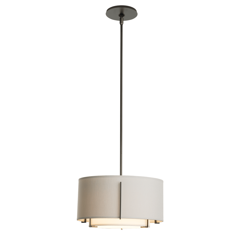 Hubbardton Forge Exos Small Double Shade Pendant Light With Adjustable Height & Dimmable Design