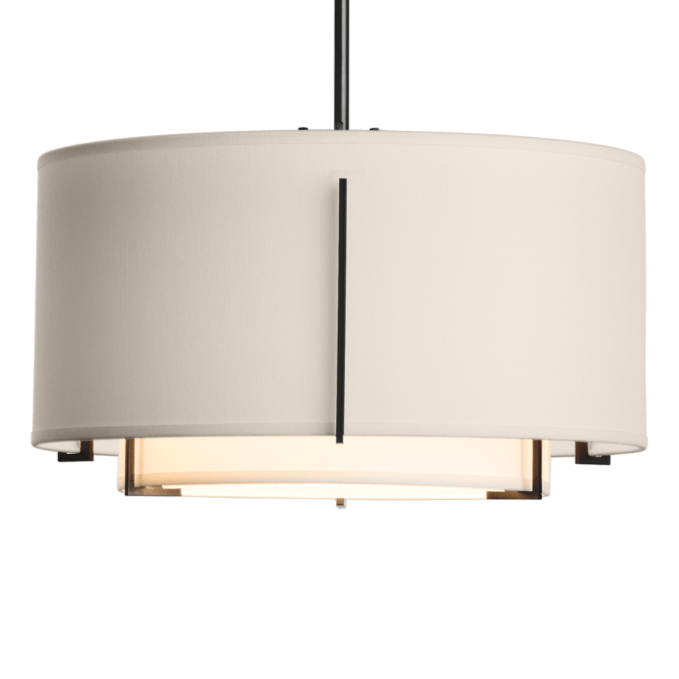 Hubbardton Forge Exos Small Double Shade Pendant Light With Adjustable Height & Dimmable Design