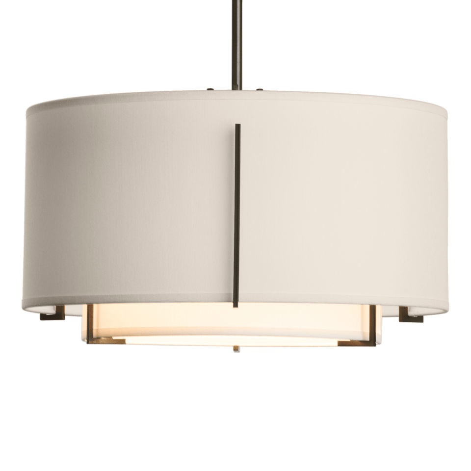 Hubbardton Forge Exos Small Double Shade Pendant Light With Adjustable Height & Dimmable Design