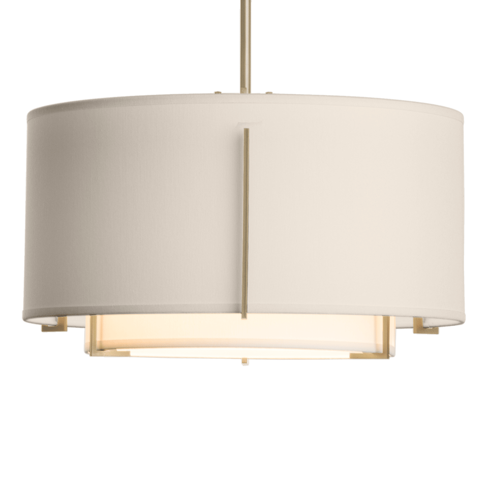 Hubbardton Forge Exos Small Double Shade Pendant Light With Adjustable Height & Dimmable Design