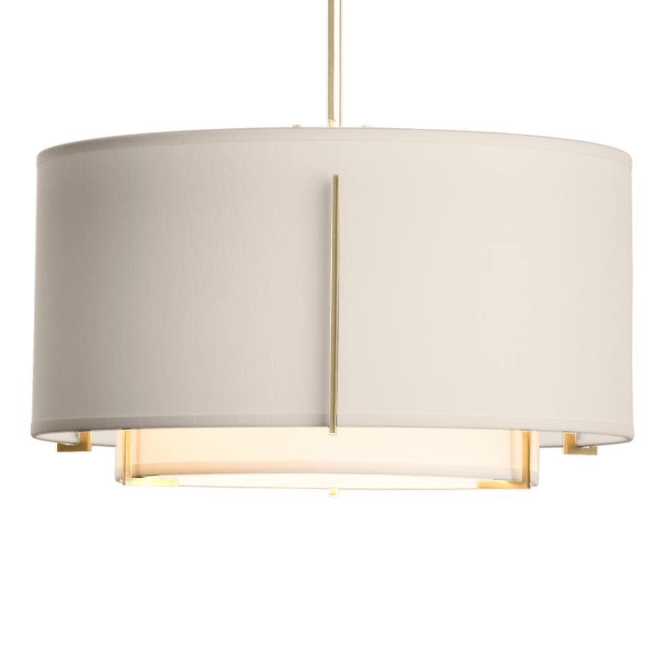 Hubbardton Forge Exos Small Double Shade Pendant Light With Adjustable Height & Dimmable Design