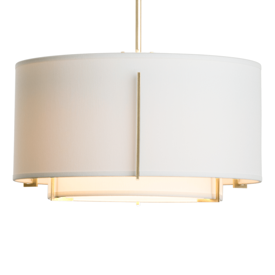 Hubbardton Forge Exos Small Double Shade Pendant Light With Adjustable Height & Dimmable Design