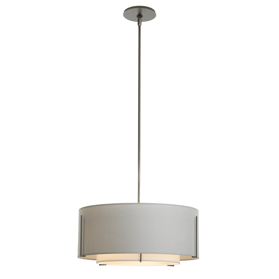 Exos Double Shade Pendant Light by Hubbardton Forge - Dimmable, Hand-Forged Steel, Versatile Design