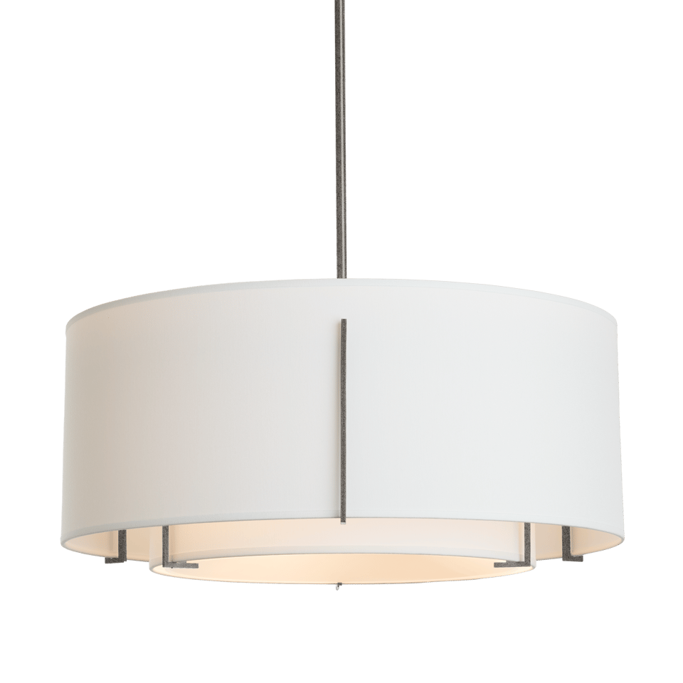 Exos Large Double Shade Pendant Light by Hubbardton Forge - Sleek Hand-Forged Steel Design