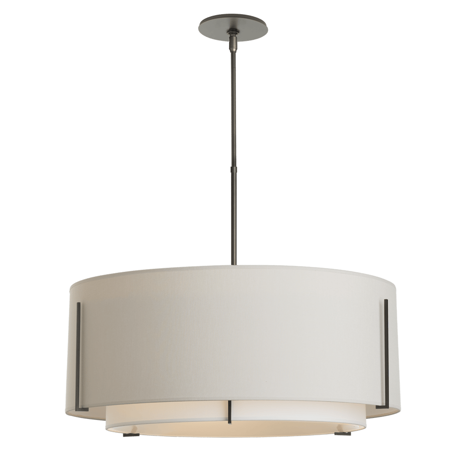 Exos Large Double Shade Pendant Light by Hubbardton Forge - Sleek Hand-Forged Steel Design