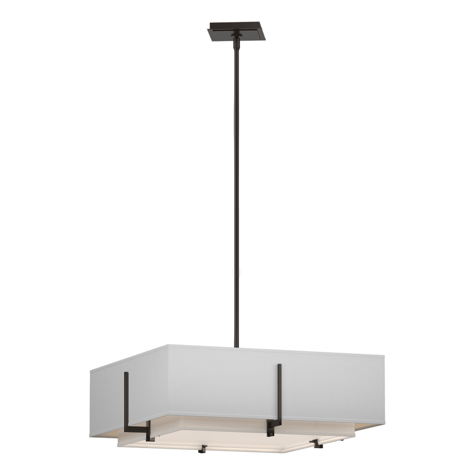 Hubbardton Forge Exos Square Double Shade Pendant - 4 Bulbs, Dimmable, UL Damp Rated, Modern Design