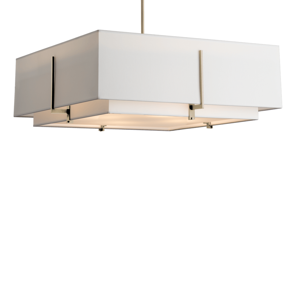 Exos Square Large Double Shade Pendant Light, 4-Bulb Dimmable, Adjustable Height, Modern Design