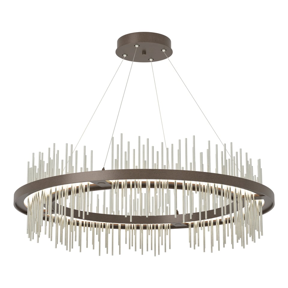 Gossamer Circular LED Pendant Light 2000 Lumens by Hubbardton Forge, Adjustable Height, 38" Diameter