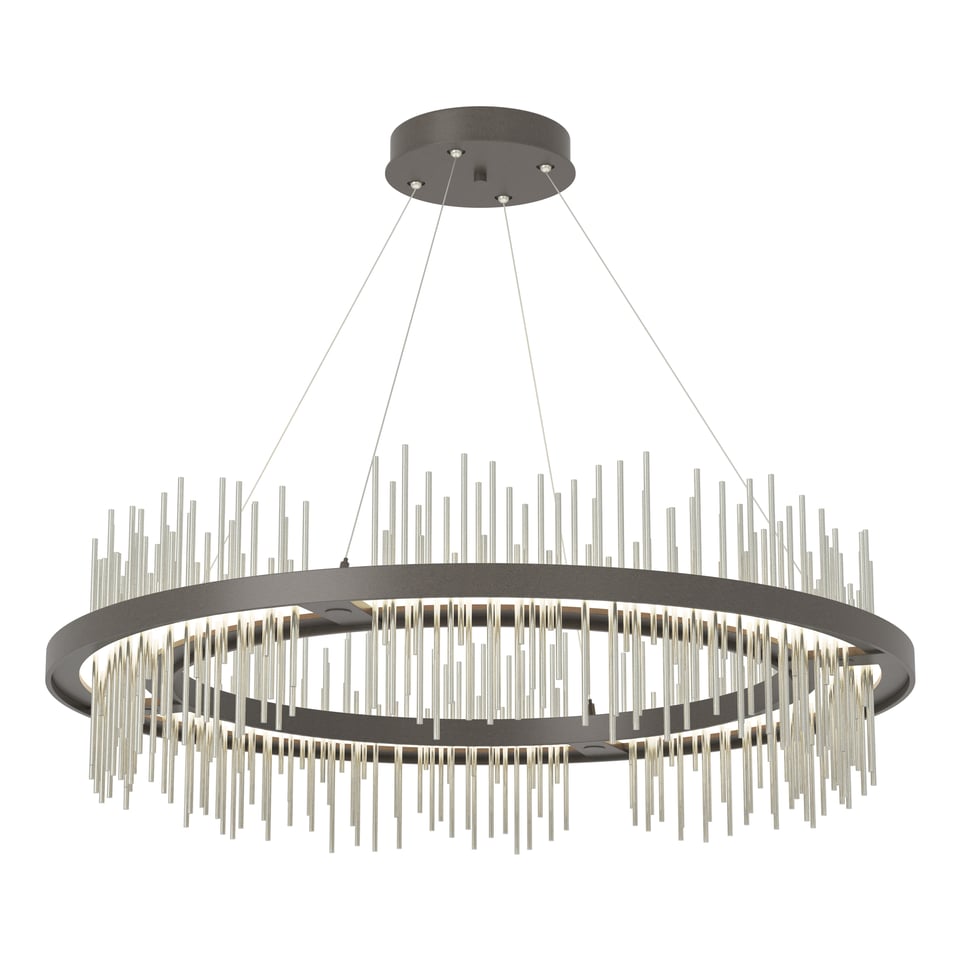 Gossamer Circular LED Pendant Light 2000 Lumens by Hubbardton Forge, Adjustable Height, 38" Diameter