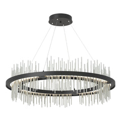 Gossamer Circular LED Pendant Light 2000 Lumens by Hubbardton Forge, Adjustable Height, 38" Diameter