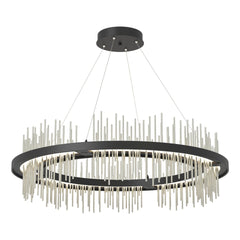 Gossamer Circular LED Pendant Light 2000 Lumens by Hubbardton Forge, Adjustable Height, 38" Diameter