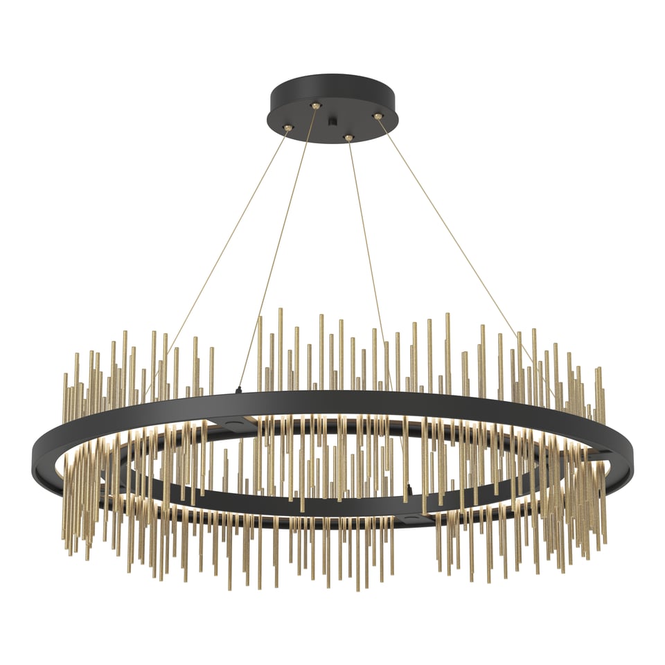 Gossamer Circular LED Pendant Light 2000 Lumens by Hubbardton Forge, Adjustable Height, 38" Diameter