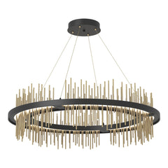 Gossamer Circular LED Pendant Light 2000 Lumens by Hubbardton Forge, Adjustable Height, 38" Diameter