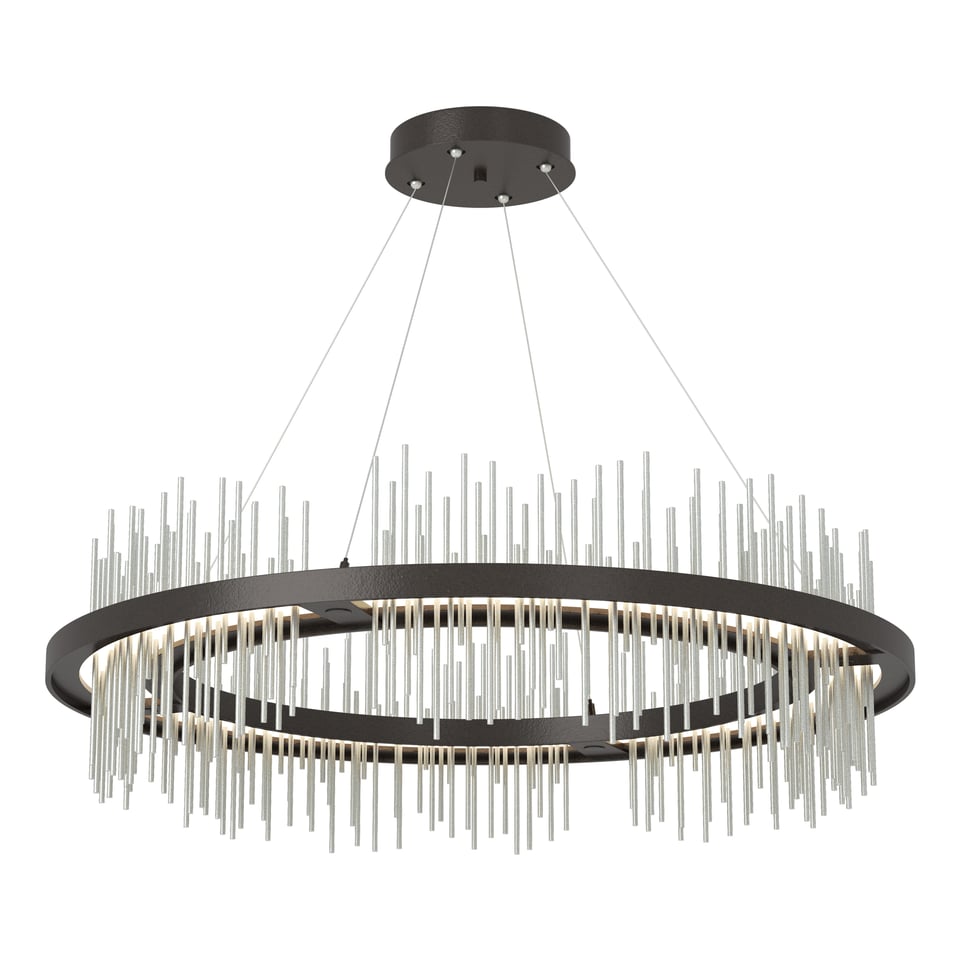 Gossamer Circular LED Pendant Light 2000 Lumens by Hubbardton Forge, Adjustable Height, 38" Diameter