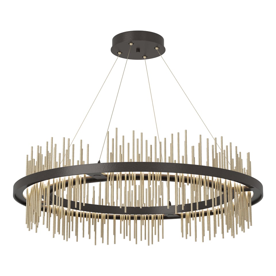 Gossamer Circular LED Pendant Light 2000 Lumens by Hubbardton Forge, Adjustable Height, 38" Diameter