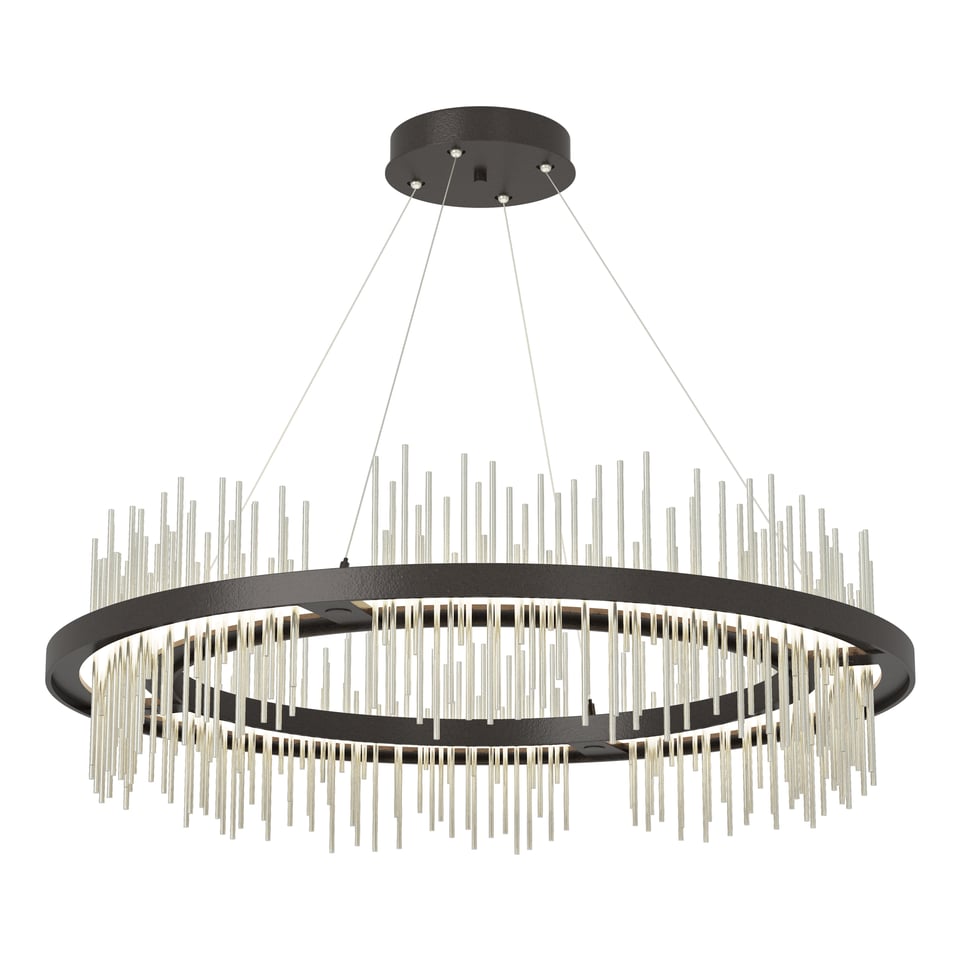 Gossamer Circular LED Pendant Light 2000 Lumens by Hubbardton Forge, Adjustable Height, 38" Diameter