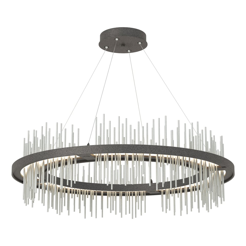 Gossamer Circular LED Pendant Light 2000 Lumens by Hubbardton Forge, Adjustable Height, 38" Diameter