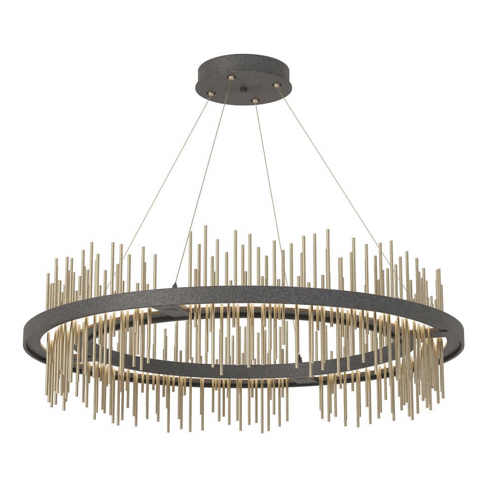 Gossamer Circular LED Pendant Light 2000 Lumens by Hubbardton Forge, Adjustable Height, 38" Diameter