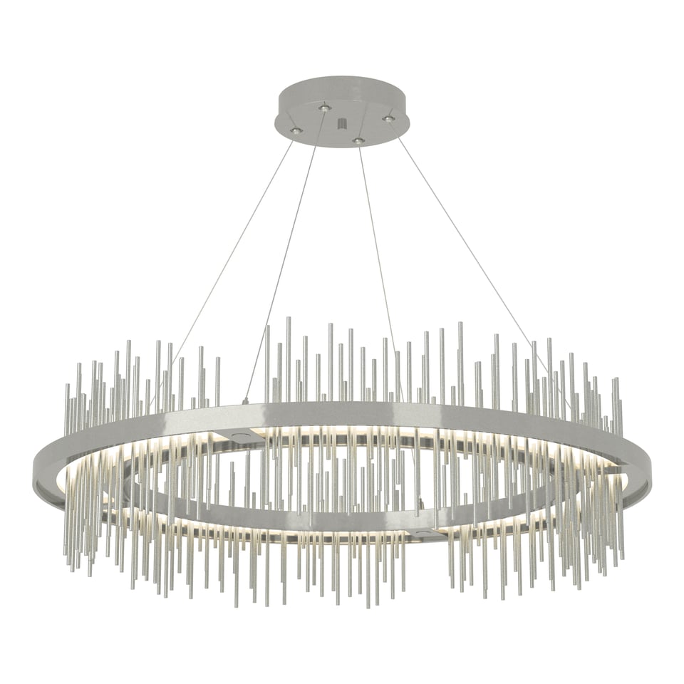 Gossamer Circular LED Pendant Light 2000 Lumens by Hubbardton Forge, Adjustable Height, 38" Diameter