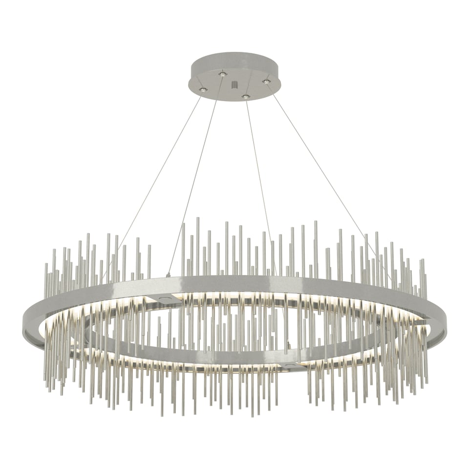 Gossamer Circular LED Pendant Light 2000 Lumens by Hubbardton Forge, Adjustable Height, 38" Diameter