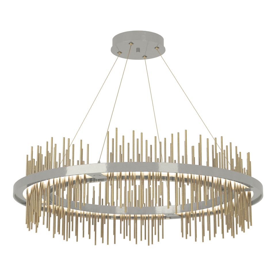 Gossamer Circular LED Pendant Light 2000 Lumens by Hubbardton Forge, Adjustable Height, 38" Diameter