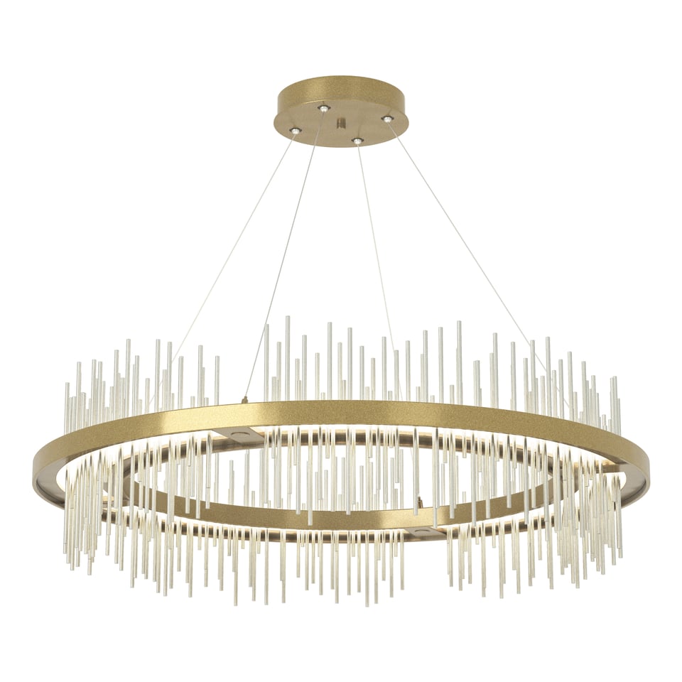 Gossamer Circular LED Pendant Light 2000 Lumens by Hubbardton Forge, Adjustable Height, 38" Diameter