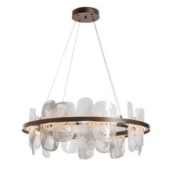 Hubbardton Forge Vitre Circular LED Pendant Light – 3000K Warm Glow, Customizable Height, Unique Glass Design