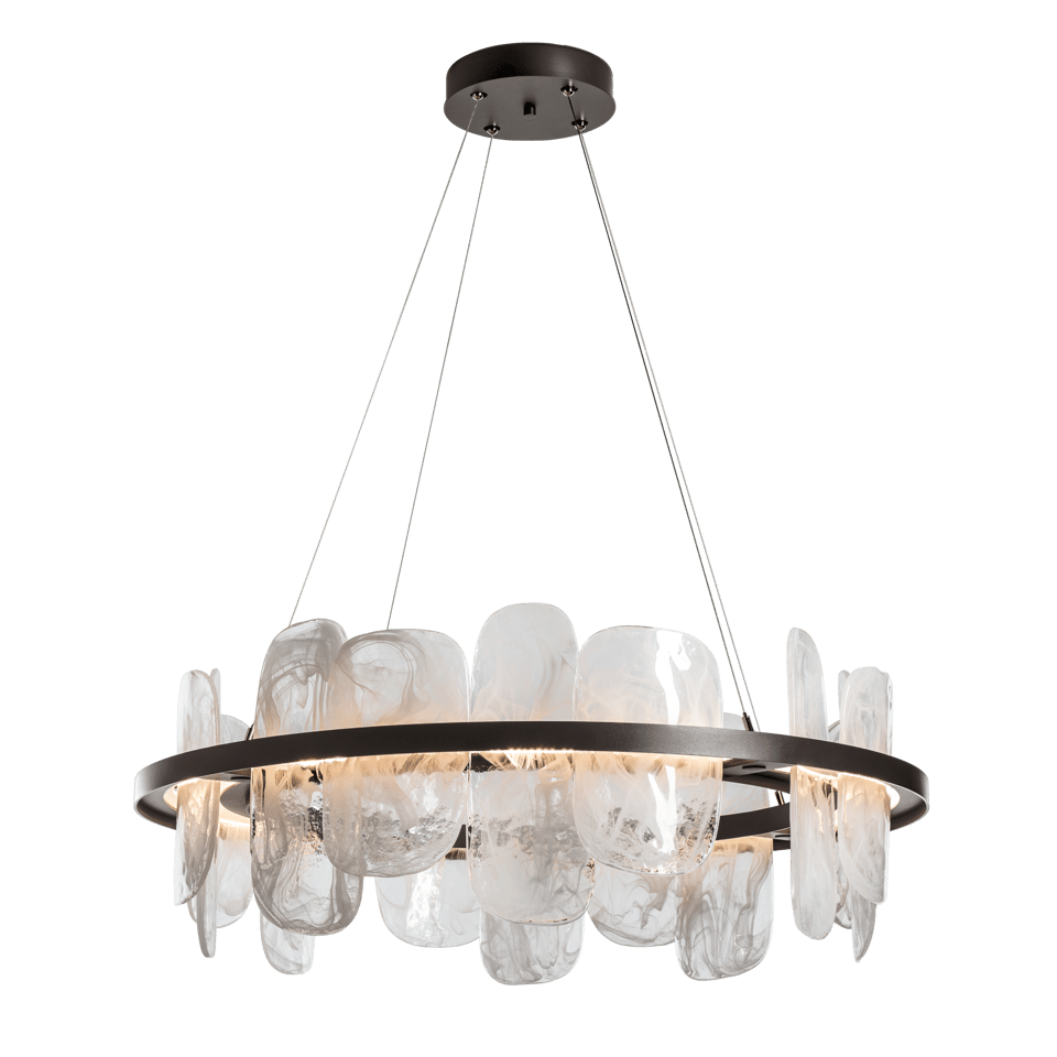 Hubbardton Forge Vitre Circular LED Pendant Light – 3000K Warm Glow, Customizable Height, Unique Glass Design